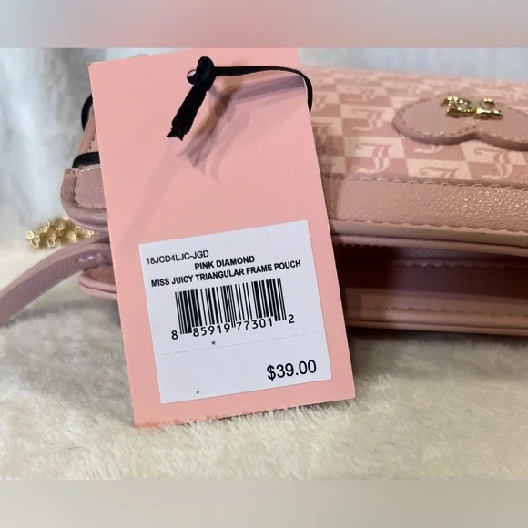 Juicy Couture Pink Diamond “Miss Juicy” Pouch Wristlet – Gold Hardware - Picture 3 of 7